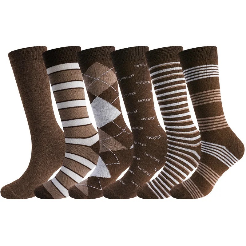 Vintage Fashion Enthusiasts - 6 Paar Vintage Braune Argyle Gestreifte