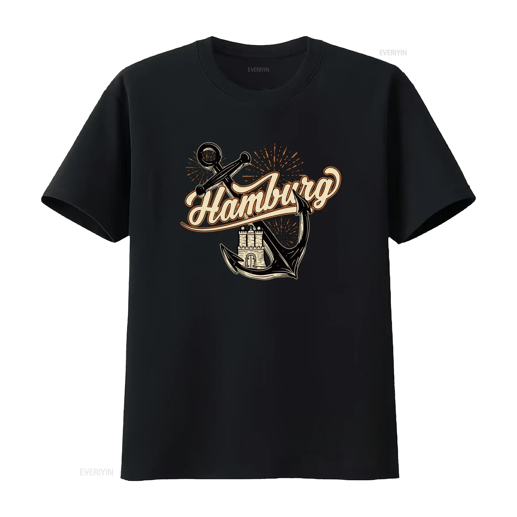 Vintage Fashion Hamburg - Herren-T-Shirt mit Hamburg-Anker-Print, lustig, stilvoll für