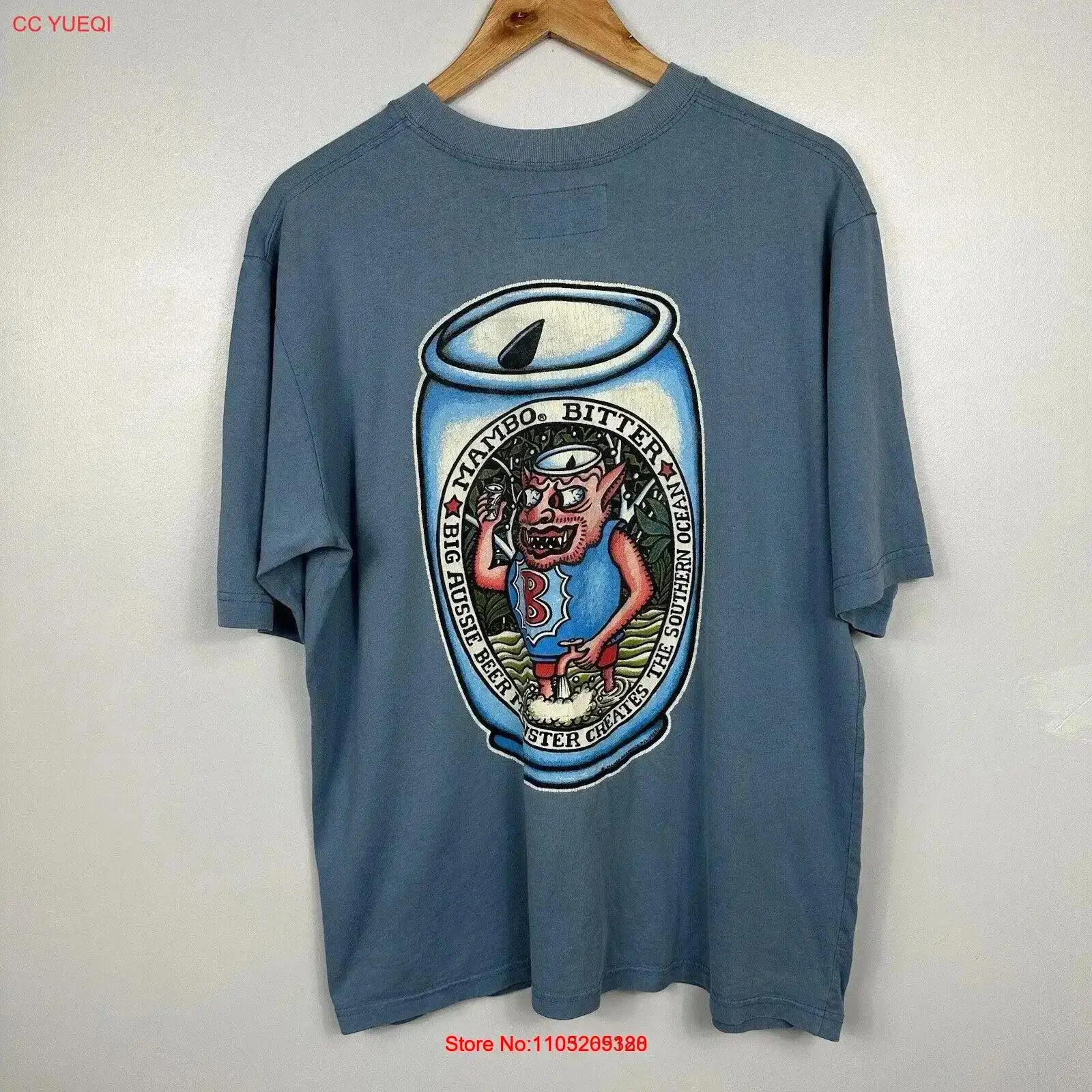 Vintage Fashion Jersey - Vintage Mambo T-Shirt 1999, Bierblau, Surfbekleidung,