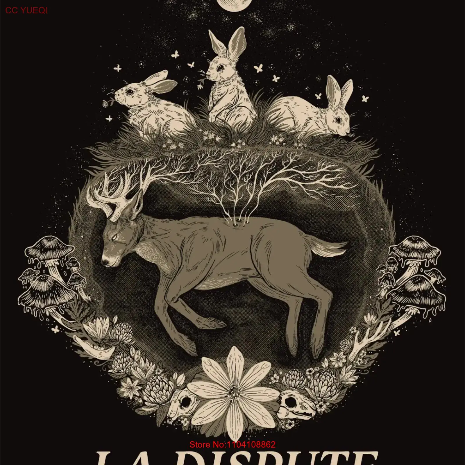 Vintage Fashion La - La Dispute Schwarzes T-Shirt aus Baumwolle,