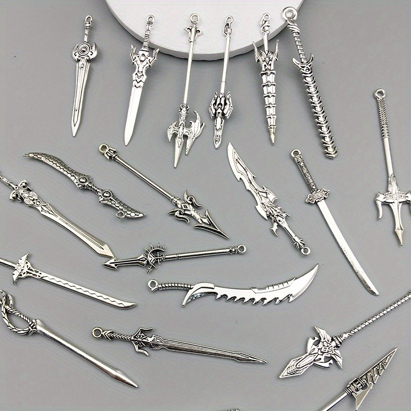 Vintage Fashion Online - Zufällige 10/20 Stück Retro Mini-Waffen-Anhänger Silber