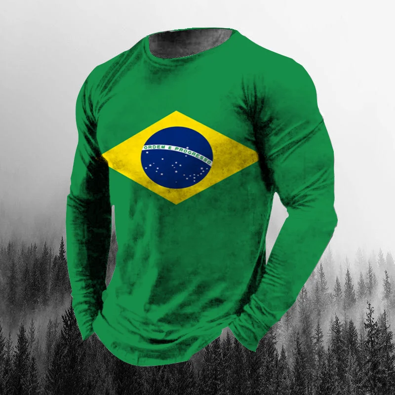 Vintage Brasilien-Flagge 3D-Dr – Vintage Fashion Jersey Bewertung und Preis